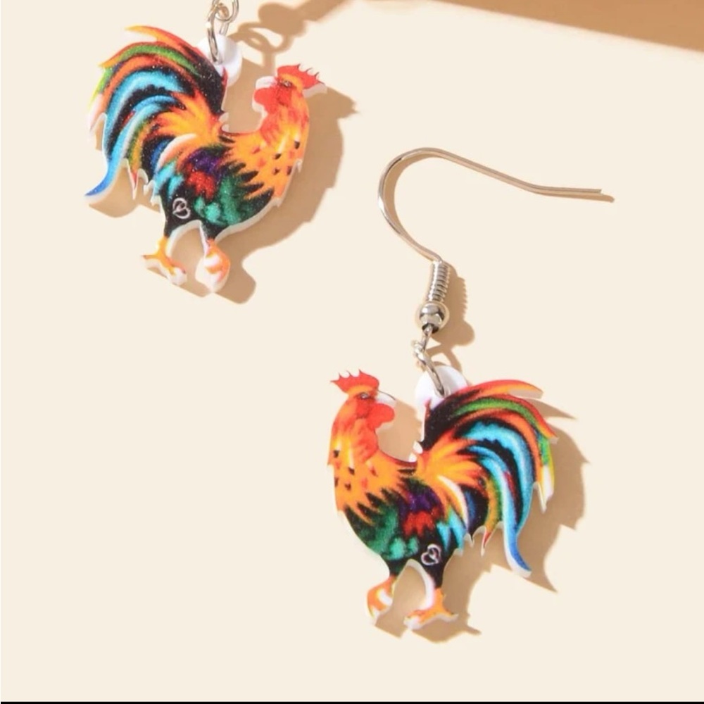 🐔 Rooster Multicolor Set of Earrings, New